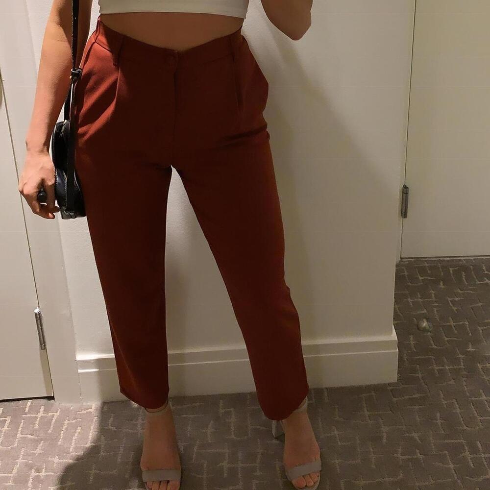Zara Red and Orange Cropped Ankle Pants